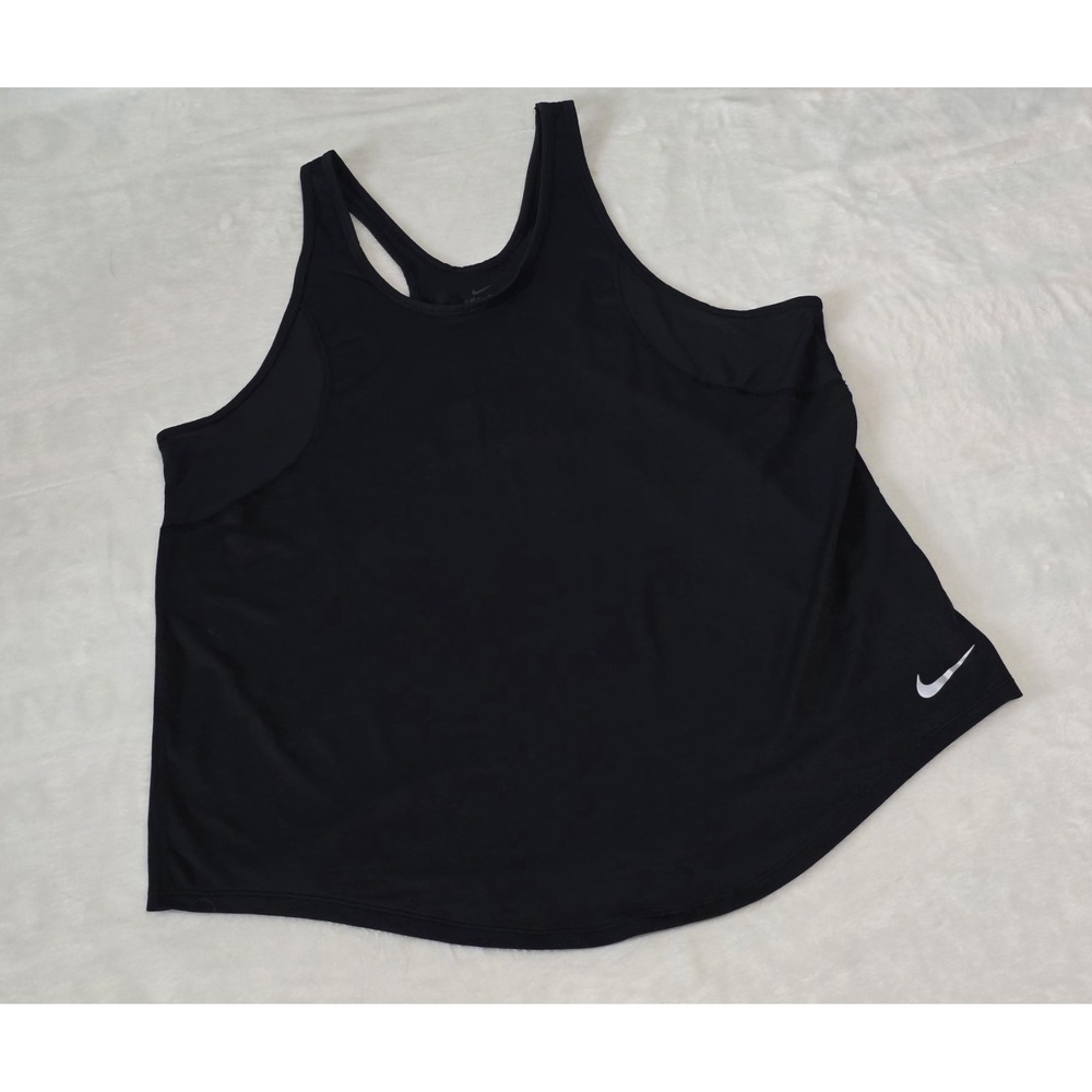 Nike womens 2XL dri-fit black running tank top reflective nike swoosh breathable